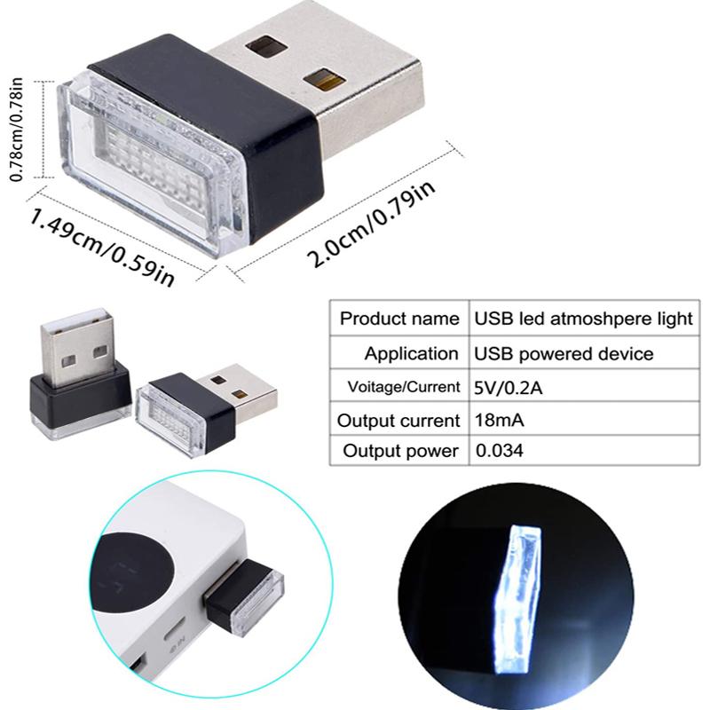 1/4/10 PCS Mini USB LED Atmosphere Light Car Interior Ambient Decorative Lighting Neon Styling Night Light White Red Blue