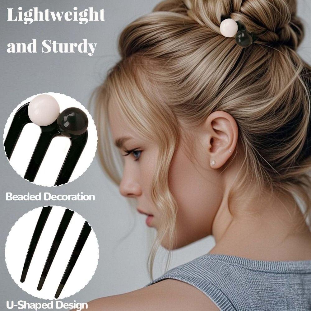 Plastic Hair Accessory Three Tooth Meatball Disc Sturdy Hair Fork  Hair Buns