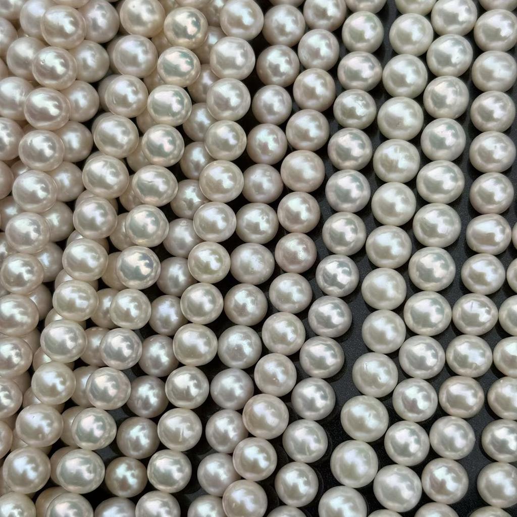 1String, White Natural Freshwater Pearls, Handmade Near Round Pearl Beads for Jewelry Making DIY Crafts (Beads 7.5-8.5mm, Length 36cm)