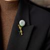 Bamboo-Inspired Natural Jade & 925 Silver Brooch - Retro Cheongsam Accessory Gift