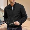European and American Men's Suede Zipper Stand Collar Jacket for Spring and Autumn