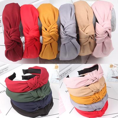 Diadema Unisex de Moda 8 Colores Nudo de Lazo Dulce Simple Tela de Algodón Turbante para Niñas Sólido Cruz Suave Cómodo Mujeres Niñas 1PC Banda para el Cabello