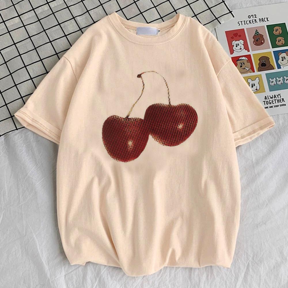 Cherry t-shirt female Graphic Trendy 2000s hip hop Classic Digital t shirt Psychedelic Comfortable kawaii Classic Trendy