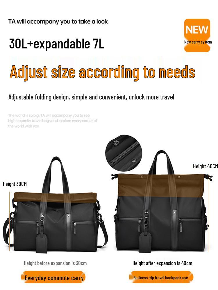 Men's Large Capacity Oxford Cloth Travel Bag for Business and Casual Use with Wet/Dry Separation