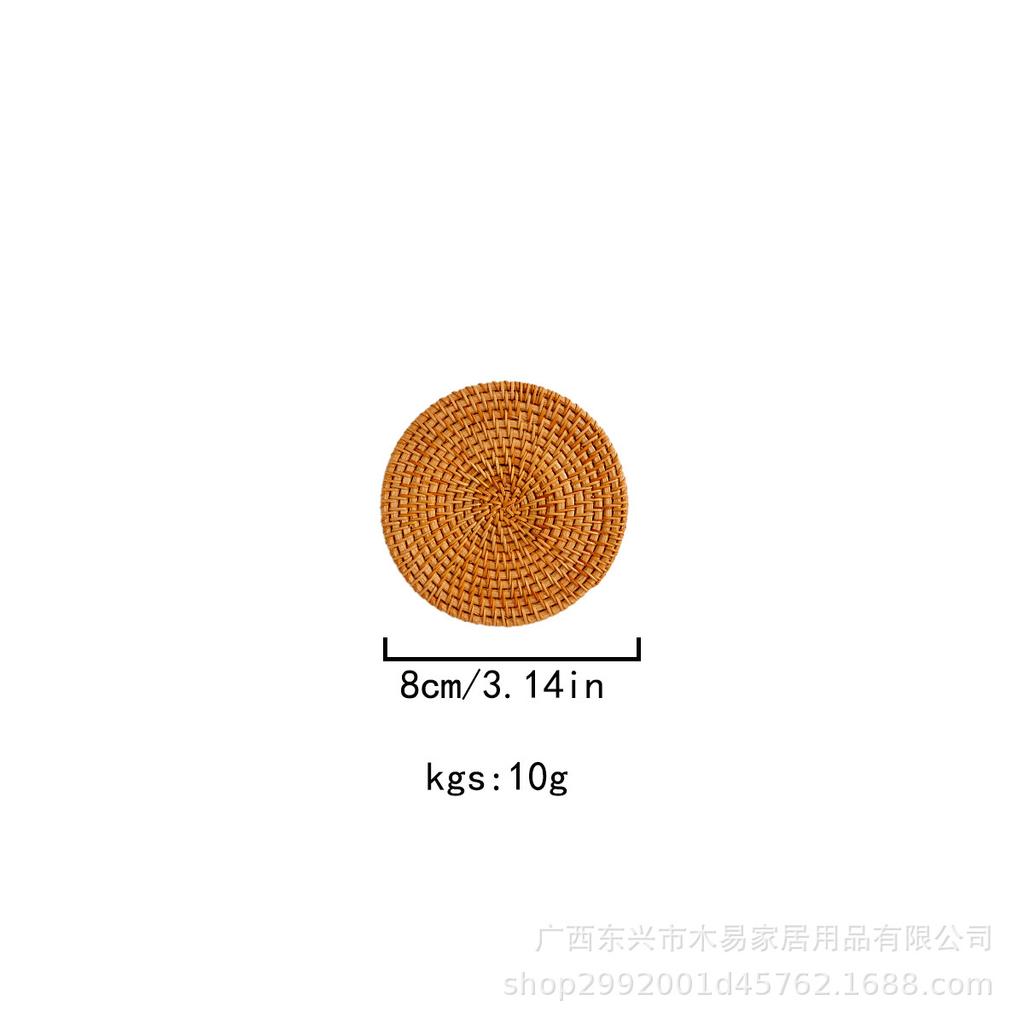 Autumn Rattan Woven Coaster Tea Set Accessories Thermal Insulation Mat Bowl Mat Dining Table Mat
