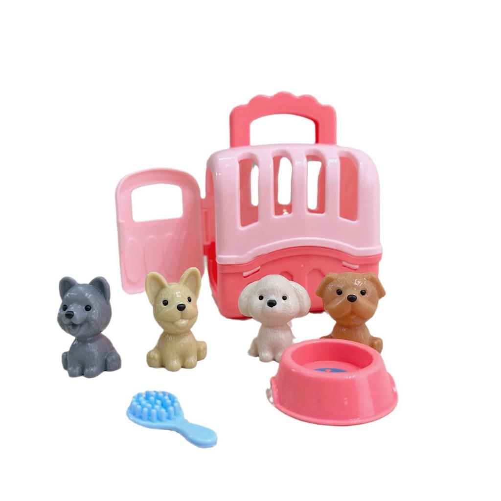 Kids' Pretend Play Pet Cage & Animal Toy Set - Puppy & Kitten Scene