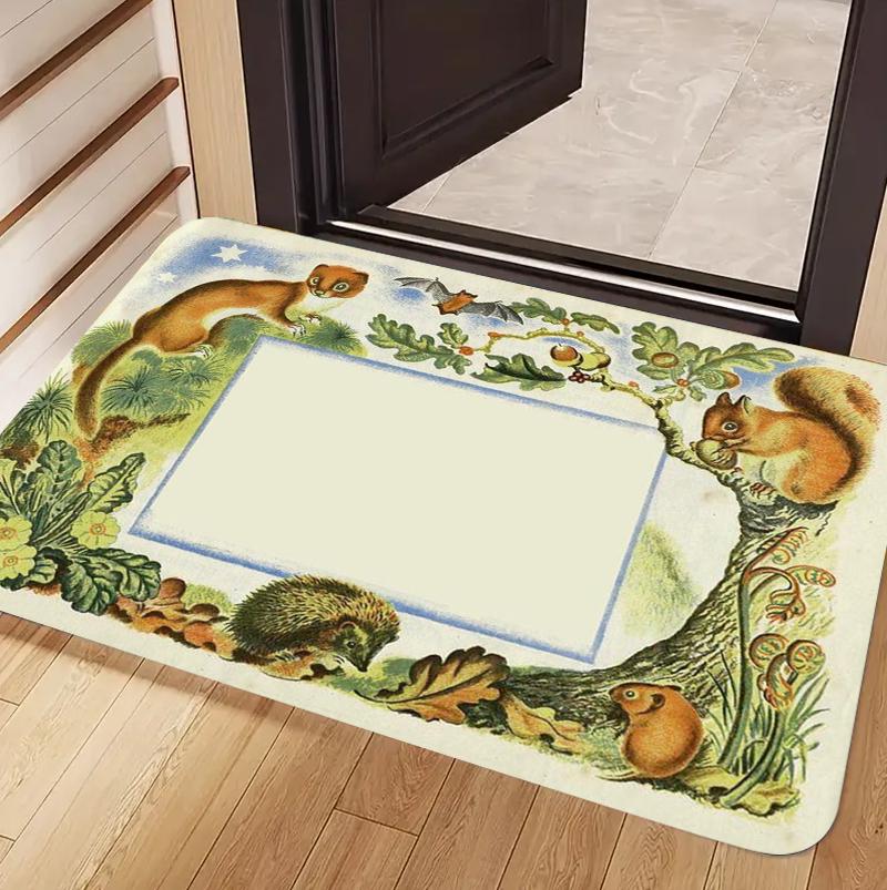 

Cat Border Printed Carpet Simple and Cute Cat Carpet Living Room Bedroom Rustic Style Decoration Carpet 40cm x 60cm