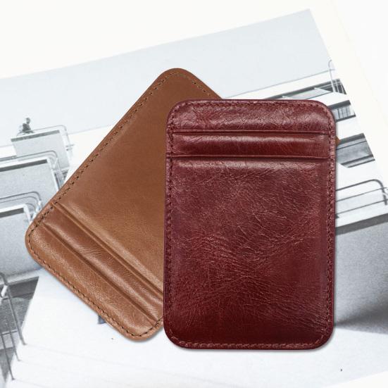 Card Holder Slim Small Wallet Faux Leather Solid Color Driver's License Credit Card Case Business Use