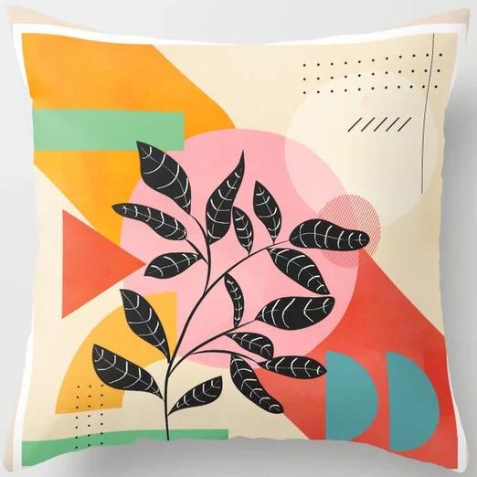 Student Lunch Break Pillow Bedroom Bedside Back Pillow Plant Flower Print Pillow Case Sofa Cushion