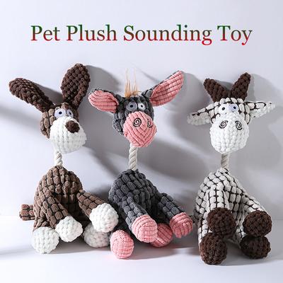 Hundespielzeug Eselform Cord Haustier Kauspielzeug für Hunde Quietsche Quietschendes Plüschknochen Molar Welpenspielzeug Haustiertraining Hundezubehör