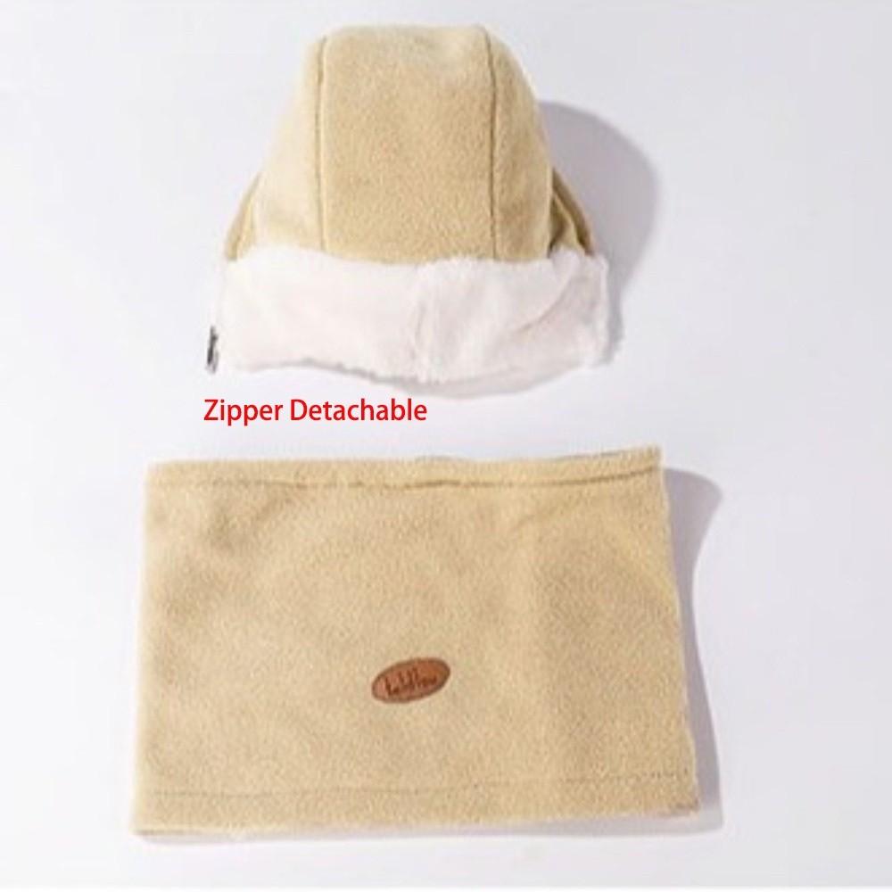 Zipper Detachable Scarf Mask Integrated Hat Warm Helmet Cap  for Outdoor Cycling Skiing