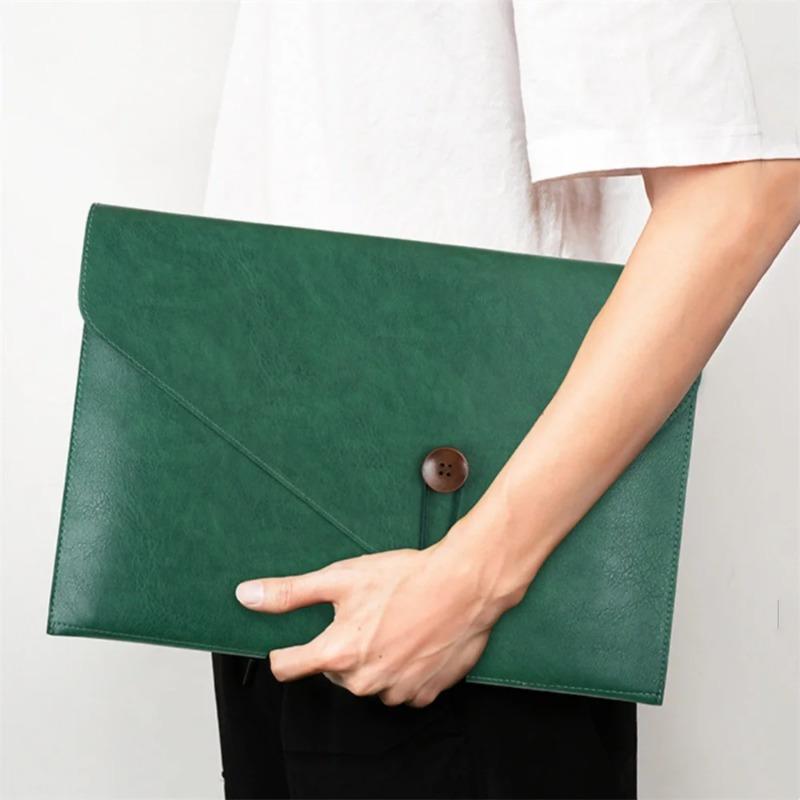 1Pc File Storage Bag Made of PU Leather, with Buckle, Important Private A4 Letter Size File Manager, File Storage Book, Laptop Sleeve
