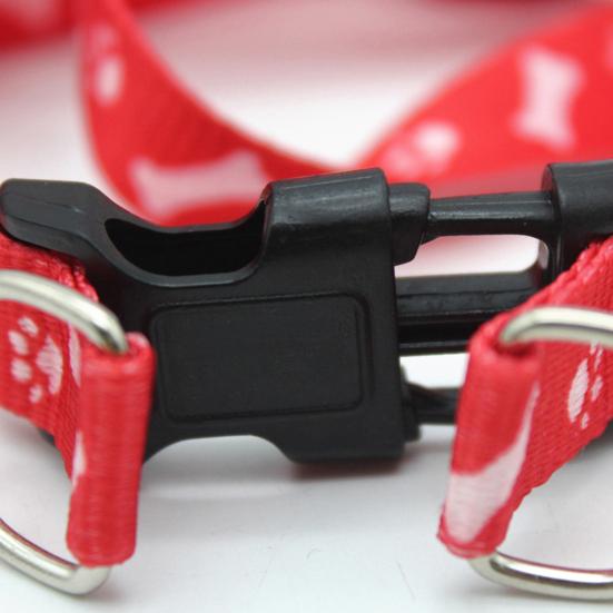 Dog Cat Harness Collar Leash Fashion Bones Paws Print Safety Traction Rope