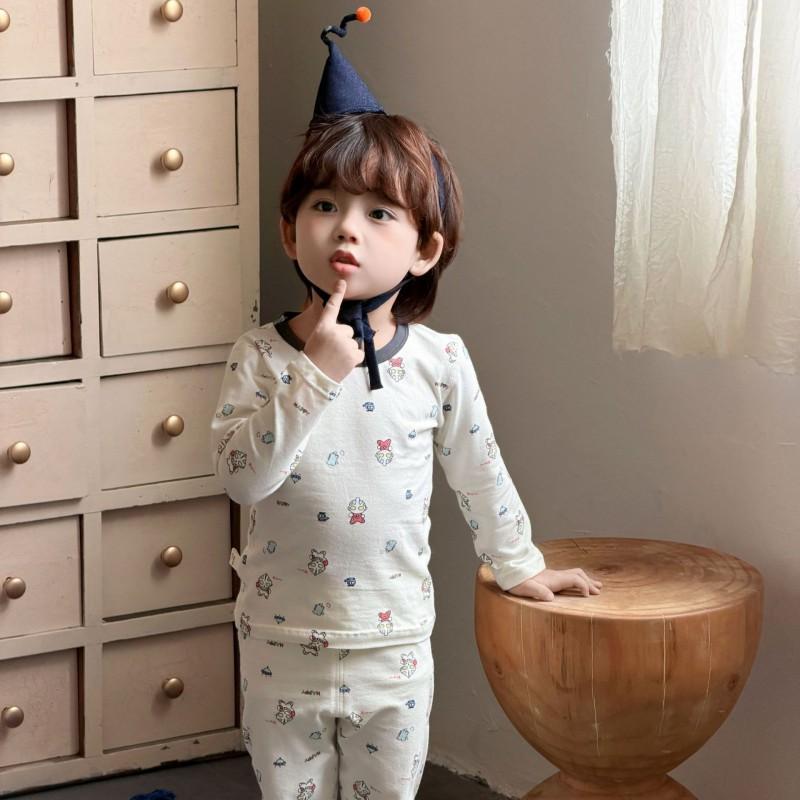 Kids Cotton Lycra Pajamas Set A Skin-friendly Long Sleeve Winter Homewear Boys Girls