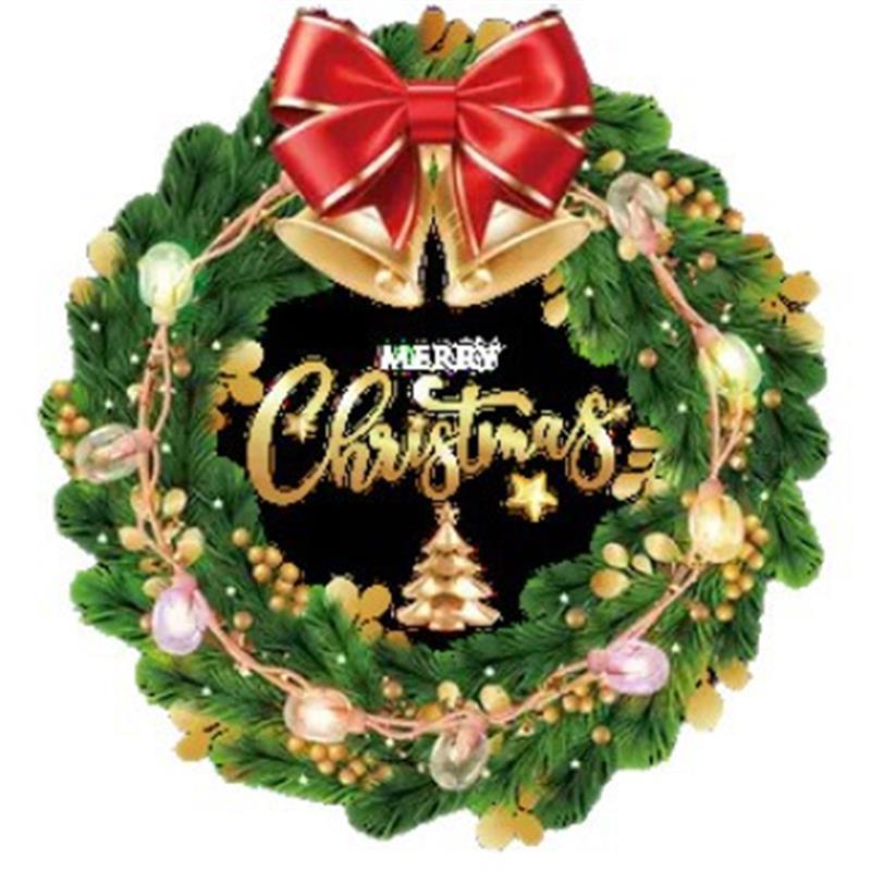 Creative Christmas Window Wreath Decal - Festive Electrostatic Sticker for Glass & Doors