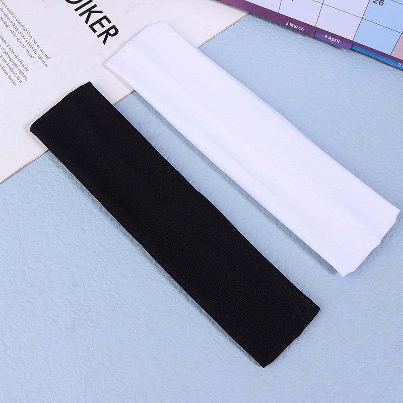 2Pcs Unisex Summer Sports Yoga Headband Simple Adjustable Running Sweat-Absorbing Elastic Single-Color Hair Band