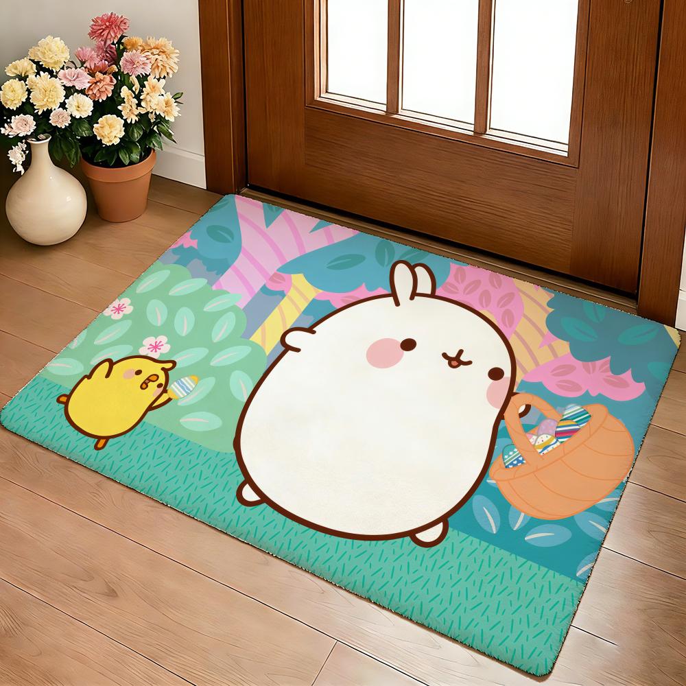 Cartoon Cute M-Molang Floor Mat Cozy Flannel Soft Thick Non-Slip Mat For Living Room Bedroom Kitchen Decor Rugs
