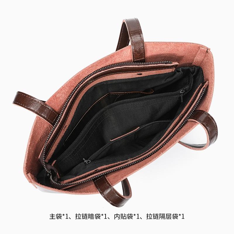 Oil wax cowhide big bag women's new retro large-capacity tote bag women's genuine leather commuting versatile shoulder bag