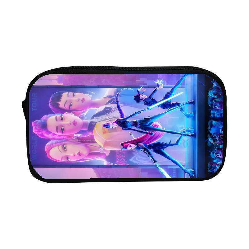 1 Piece Boy Girl Retro Large Capacity Pencil Pouch Kpop Demon Hunters Zipper Pencil Case School Stationery Storage Bag