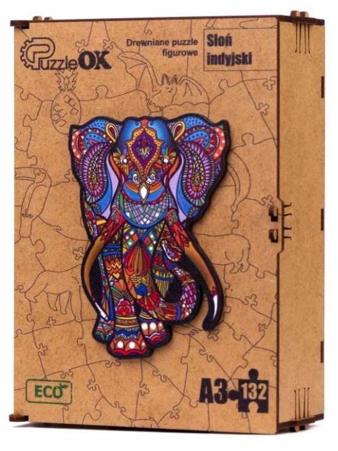 Puzzle Drewniane Układanka Słoń Słonik Kolorowy Pua3-05326