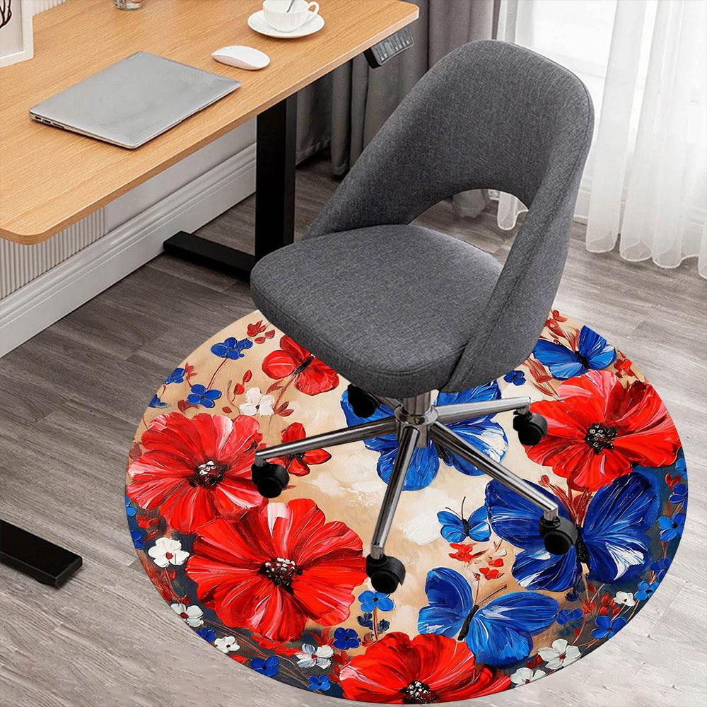 1PC butterfly flower Office Round Area Rug, Under Office Chairs Bedroom Living Room Home Decor, Carpet for Office -1110006