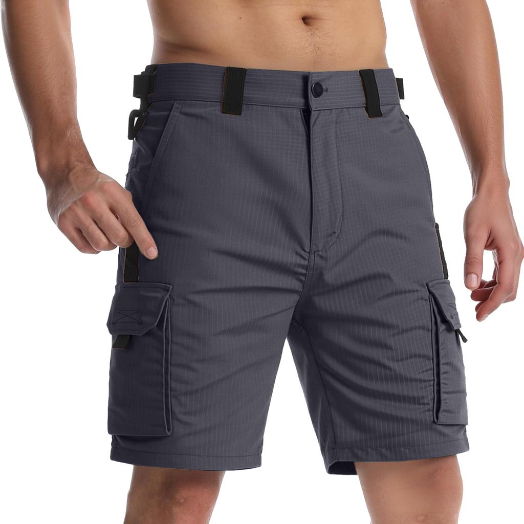 Men's Cargo Shorts Durable Fabric Multi Pocket Design Adjustable Waist Outdoor Utility