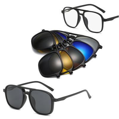 Fashion Optical Spectacle Frame Men Women Myopia With 5 Clip On Sunglasses Magnetic Glasses For Male Eyeglasses