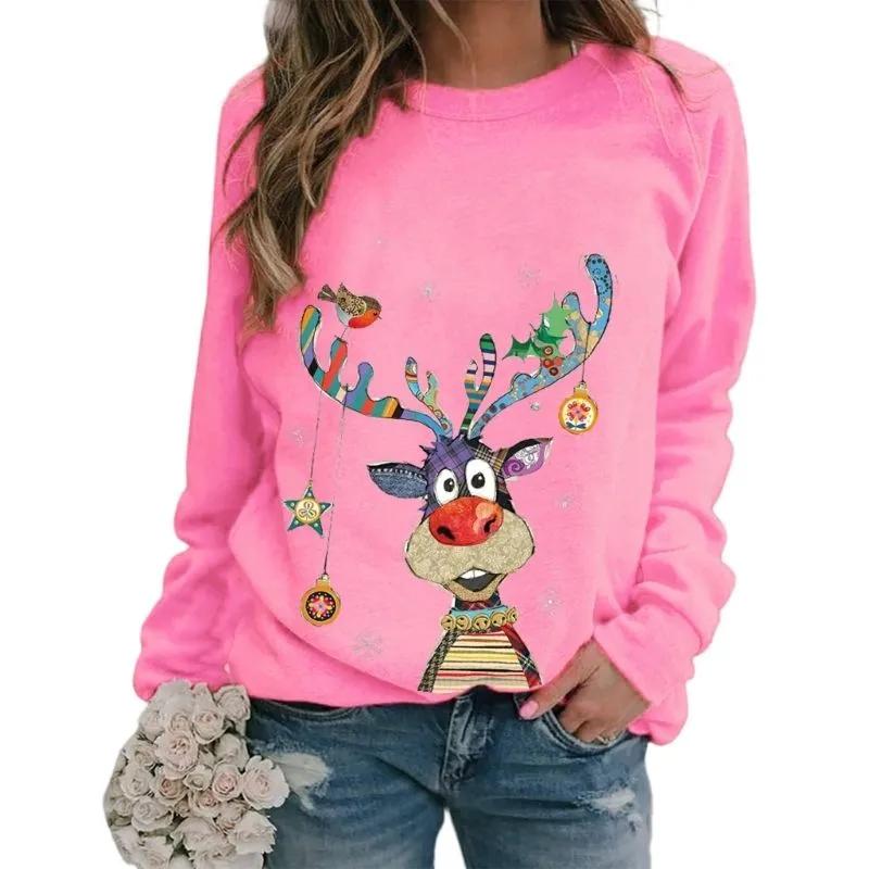 Simple and Fashionable Women's Clothing Round Neck Long Sleeve 3D Color Printing Summer Hooded Sweater