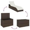 Folding Sun Lounger with Cushion and Storage Space Brown Poly Rattan