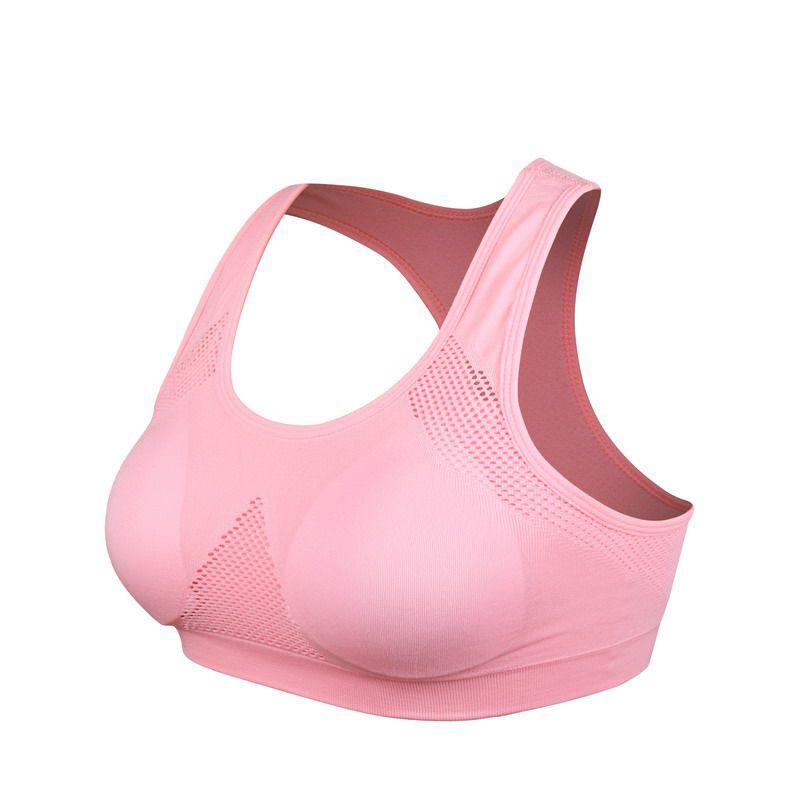 Women Breathable Padded Sports Bra With Hollow Out Design And Pure Color