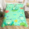 Kawaii Frog Dynetrekk King Queen Tegneserie Dyretema Sengesett Funny Wildlife Dynetrekk Barn Soverom Mykt Dynetrekk