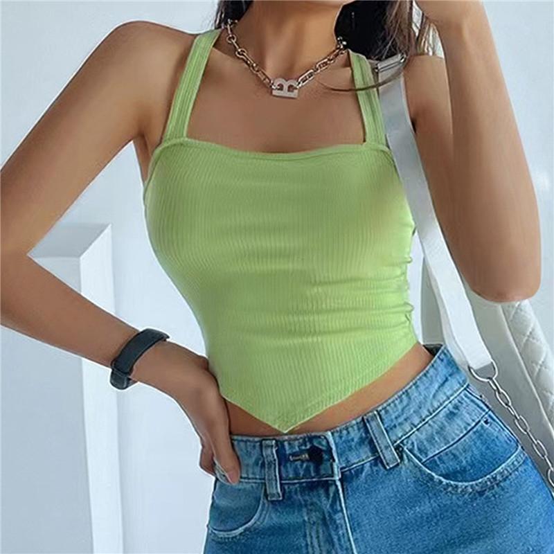 Dámské pletené topy Y2k Sexy Cross Halter Korzet Prsatější Košilka bez zad Halter Top Streetwear Tenké přední topy