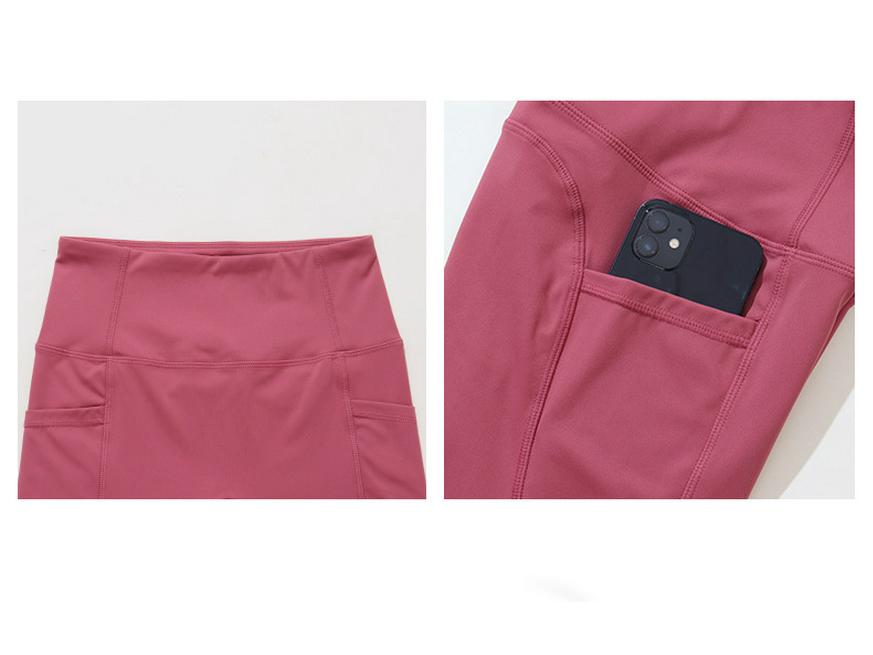 Women's Quick-Dry High-Waisted Yoga Shorts - Peach Lift, Nude Feel, with Pocket