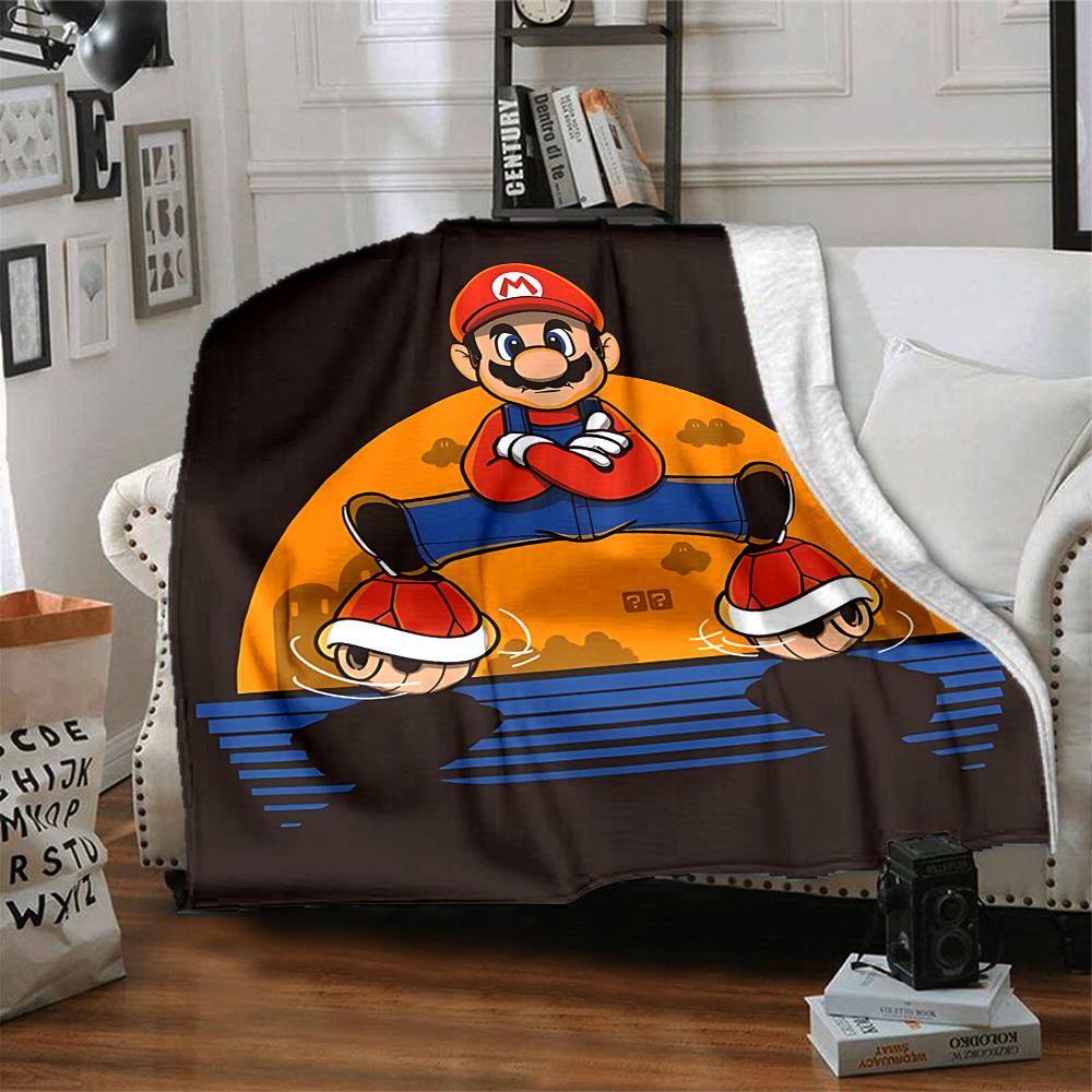 1pc Mario Flannel Blanket, Soft Skin-Friendly with Digital Printing, Various Sizes Available