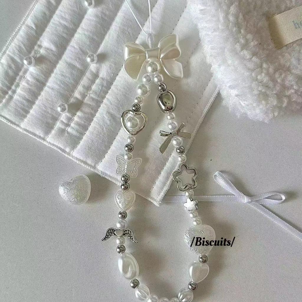 Ins Style DIY Pearl Heart Versatile Phone Chain Light Luxury Phone Pendant Pearl High-end CCD Pendant Camera Hanging
