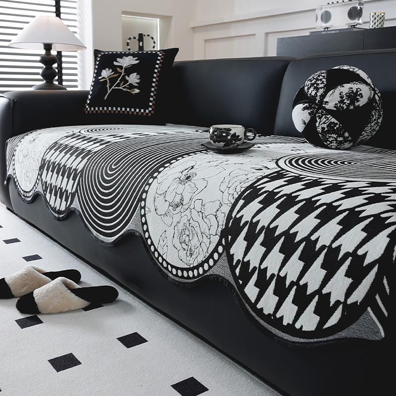 

Auspicious Sofa Cushion Chenier Universal Fixed Non-Slip Special-Shaped Sofa Cushion Premium Sofa Cover For All Seasons 70*70cm чёрный