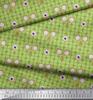 Soimoi Green Japan Crepe Satin Fabric Geometric,Anemone & Hand Mirror Vintage Fabric Prints By Metre 42 Inch