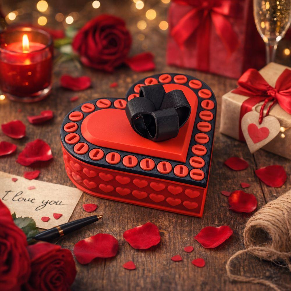 Storage Box Heart Shaped Annoying Gift Box 8 Cm Detachable 3 D Printed Box with Screws Novelty Puzzle Box Surprise Present