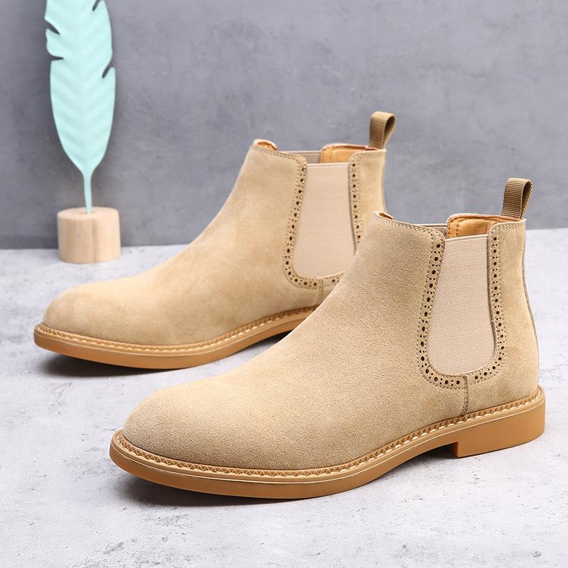 Suede Leather Chelsea Boots Men Casual Shoes Matte Finish British Style Elegant Autumn Short Boot Trendy 48 Size Adult Footwear