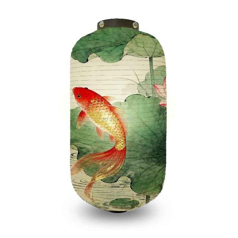 

Японский узор с рыбами кои Традиционный тканевый фонарь Укиё-э Фонарь Кухня Изакая Декор суши-ресторана Реклама 20x35см 20x35cm