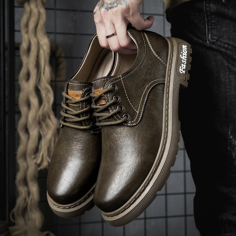 Men's Autumn And Winter Casual Shoe Lace-Up Thick-Soled Walking Shoe Anti-Slip  Breathable And Comfortable Business Formal Shoes