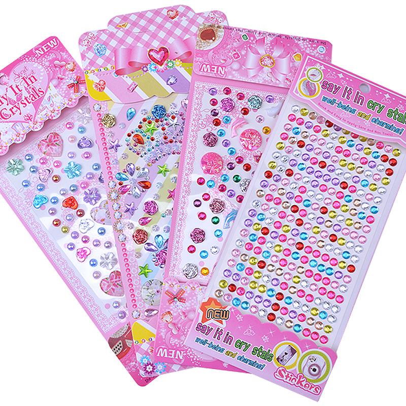 Colorful Cartoon Gem Stickers for Kids - 3D Flash Diamond Decorations for Girls