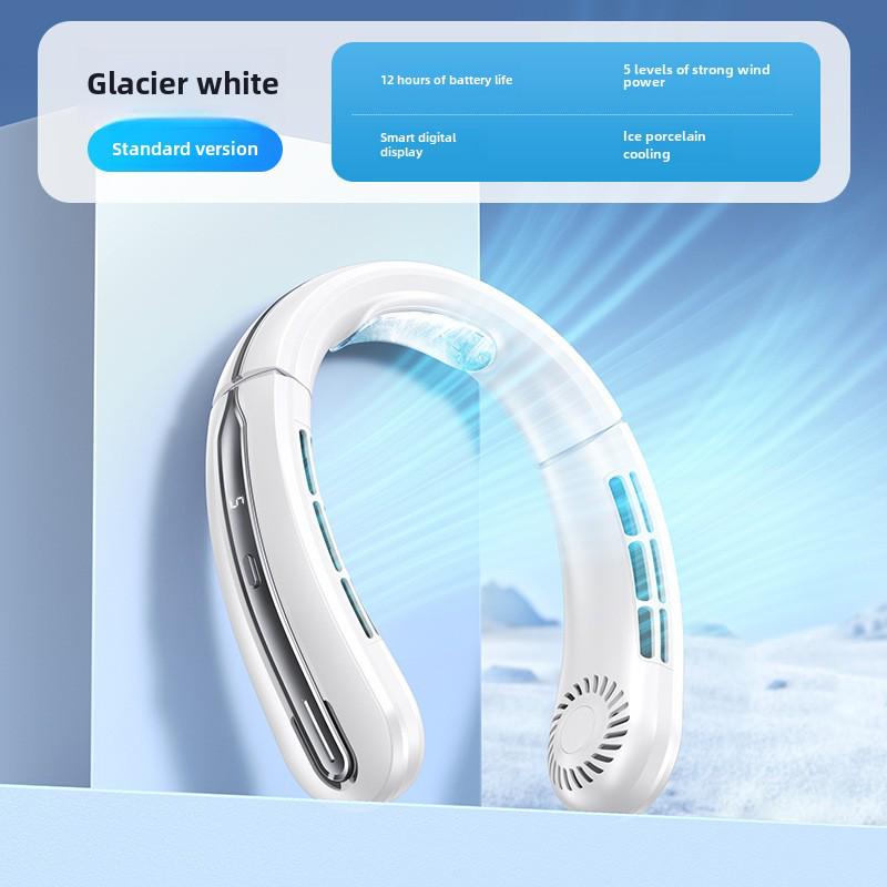 2024 Stylish USB Rechargeable Neck Fan: Portable, Silent, Leafless Cooling Device