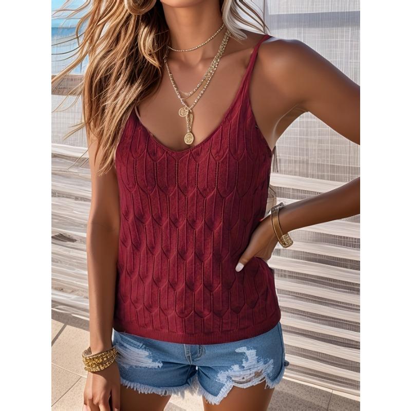 Letní Dámská Jednobarevná Košilka Vesta Pletené Špagetové Pásky Spodní Košile Ležérní Zeštíhlení
