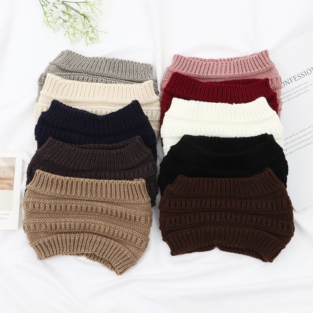 Girl Wide Headwraps Turban Headwear Ponytail Beanie Hat Hair Band Ear Warmer Knitting Headband