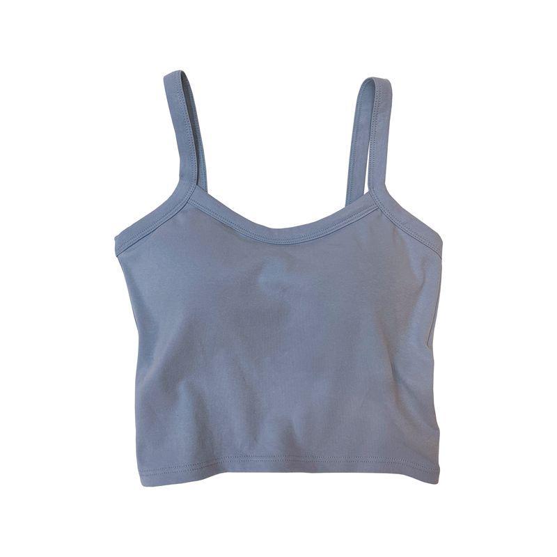Korean Style Women's Camisole Vest with Fixed Cups, Anti-Exposure Sports Tube Top (Wire-Free)
