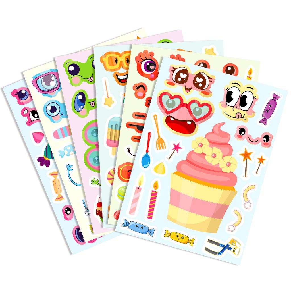 6 Photos/paste Cake Face Change Stickers for Children's Fun Sweet Ice Cream Cake Puzzle