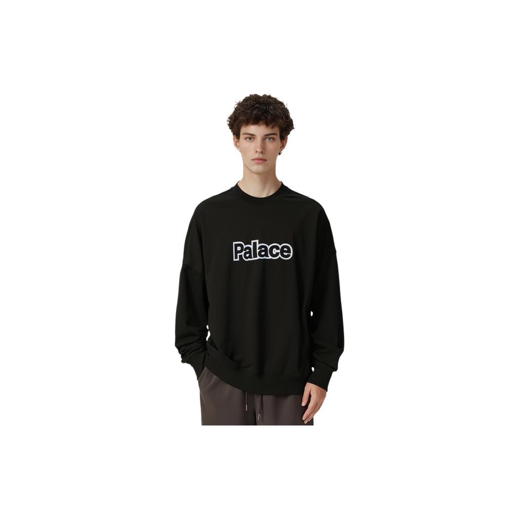 Palace FW21 Word Logo Print Crew Neck Sweatshirt Unisex Tops Black P20CS016