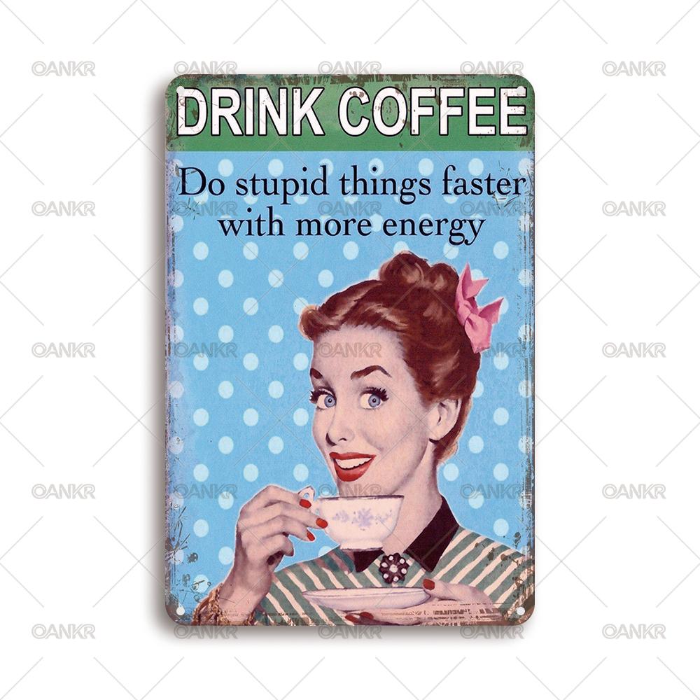 

Vintage Coffee Metal Tin Sign Drink Coffee Art Poster Retro Metal Signs for Man Cave Farm Bar Garden Home Wall Decor Plaque 20x30cm（7.8x11.8inch）