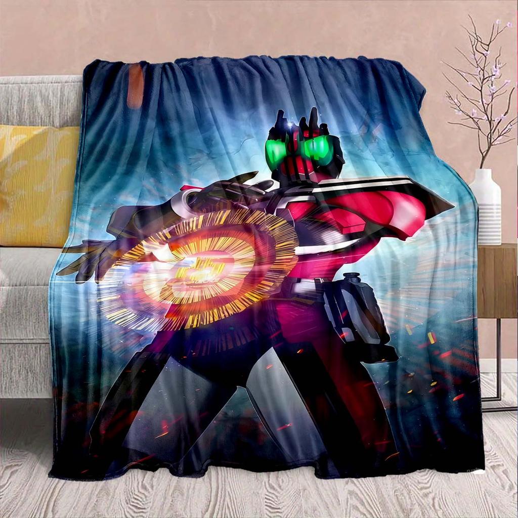 Kamen Rider Anime Flannel Blanket – Soft, Warm, Perfect for Sofas, Bedding, Camping, Travel, Office, and Home Decor – QJY